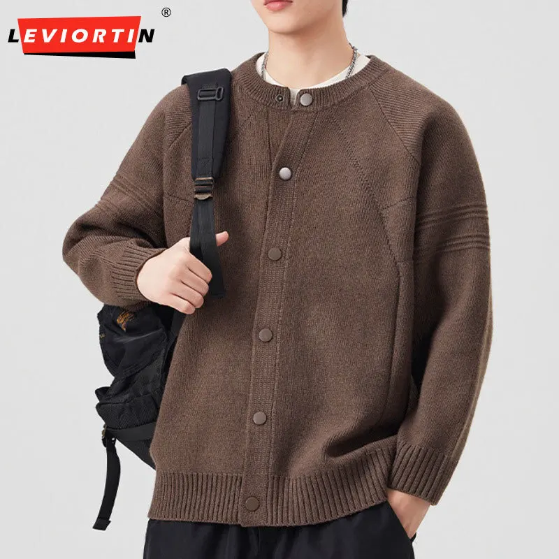 

autumn/winter Japanese fresh new style raglan sleeve textured sweater men's fashionable versatile loose cardigan sweater jacket