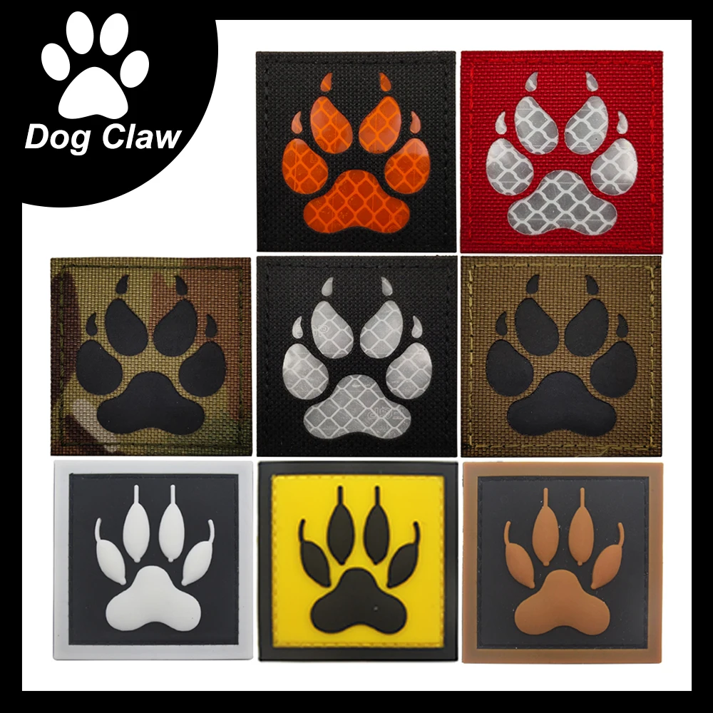 Cute Pet Dog Claw Pattern Service Dog Animal Claw Black IR Patch Pet Dog Vest Clothing DIY Reflective For Animal Pet K9 Labels