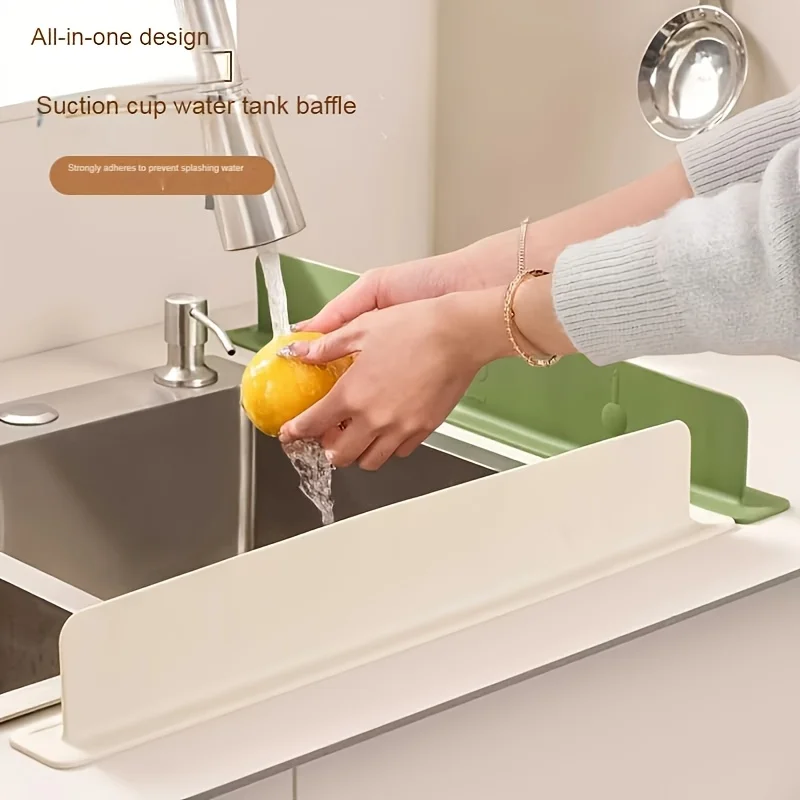 

Silicone Sink Splash Guard with Suction Cups -Kitchen Basin Waterproof Cover, Durable and Easy-to-Clean Design, Flexible Barrier