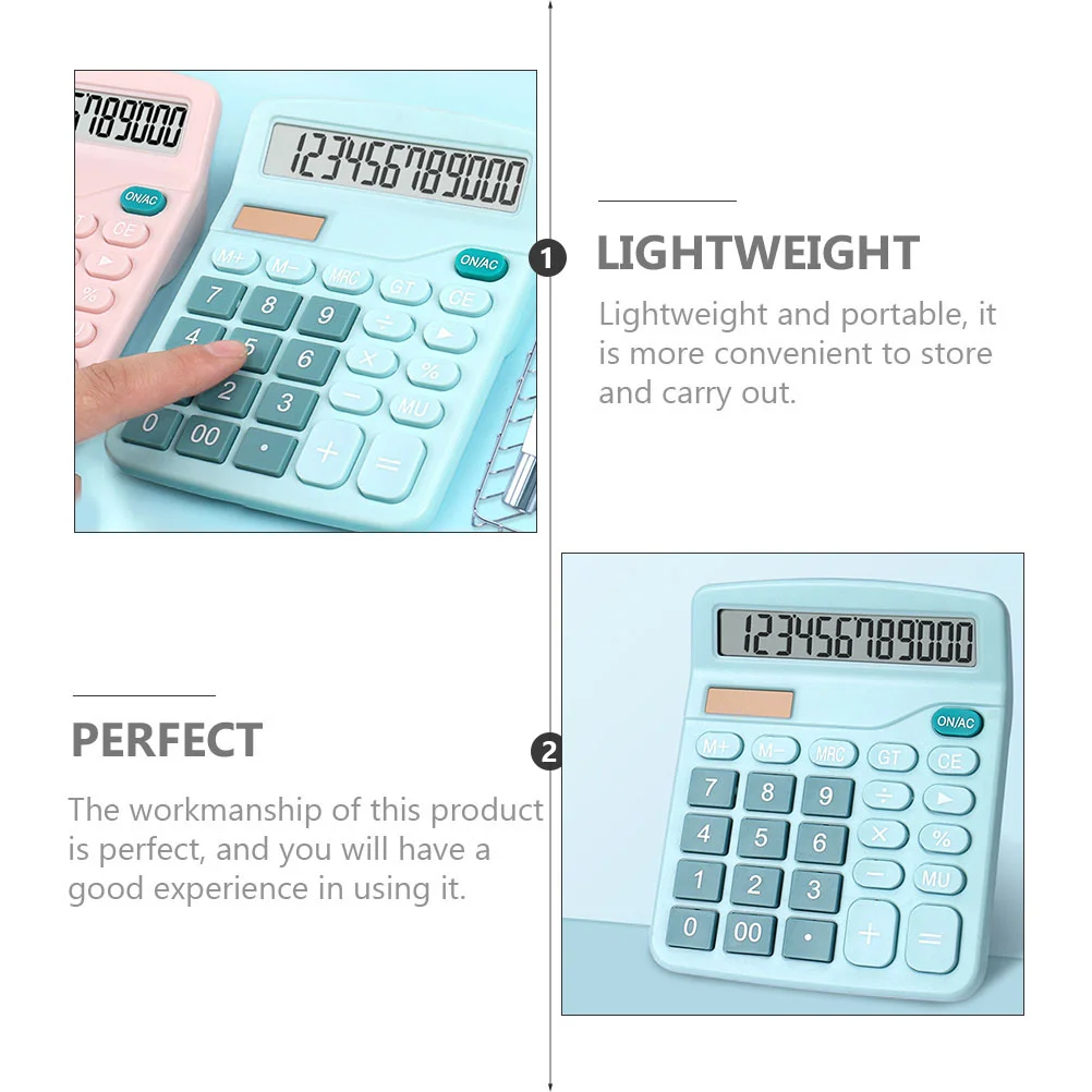 Large Calculator Arithmetic Multi-use Dual Power Education Pink Portable Student