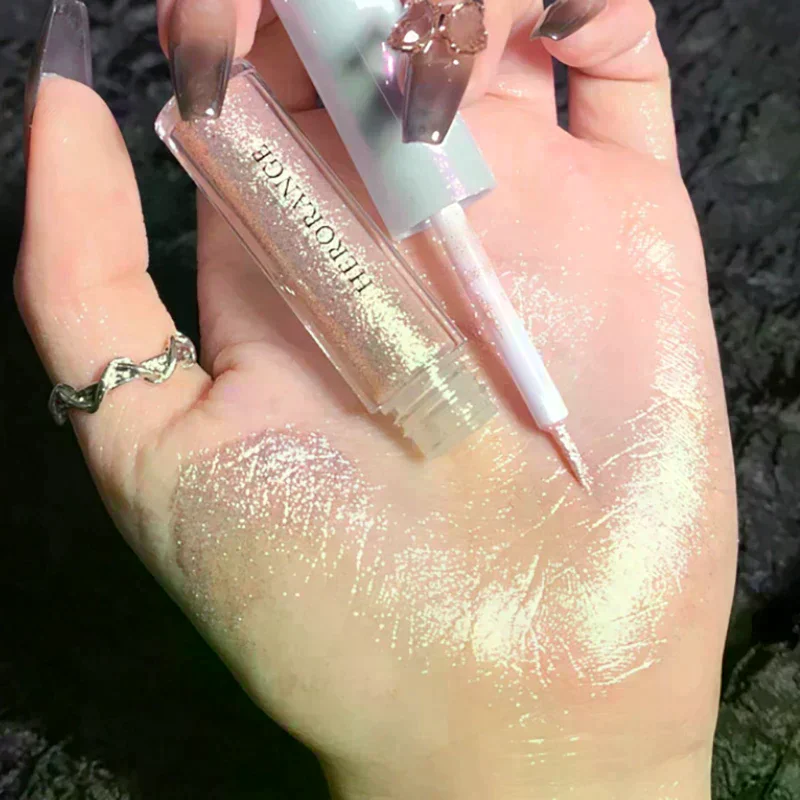 HERORANGE Illuminante Liquido Glitterato, Ombretto e Eyeliner, Resistente all'Acqua, Brillante e Luminoso, Matita per Occhi Effetto Seta, Strumento di Bellezza