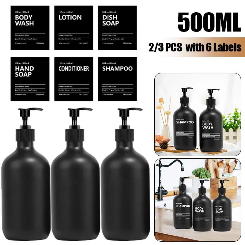 2/3 PCS Soap Dispenser Empty Pump Bottle 500ML Refillable Shampoo Lotion Conditioner Hand Sanatizer Bathroom Kitchen Container