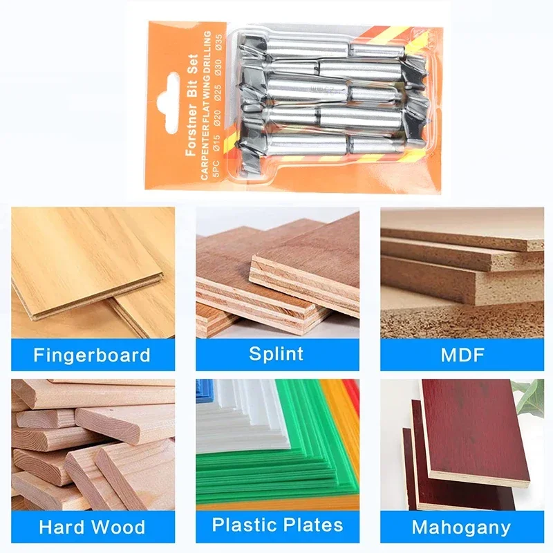 Tools Drill Bit Cutter Self Wood Drilling Hole Forstner Woodworking Saw Centering 5pcs