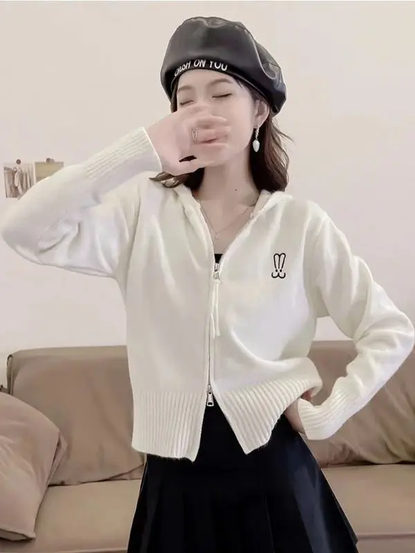 

Design Sensation Long Sve вязаный кардиган женский весенне-осенний новый свитер с двойной молнией пальто маленький Cro