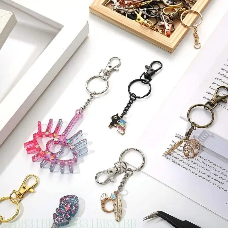 

652F 250Pcs Buckle Set 35Pcs Lanyard Snap Hooks 35Pcs Split Rings 35Pcs Metal Keyrings with chain Screw Eye Needle