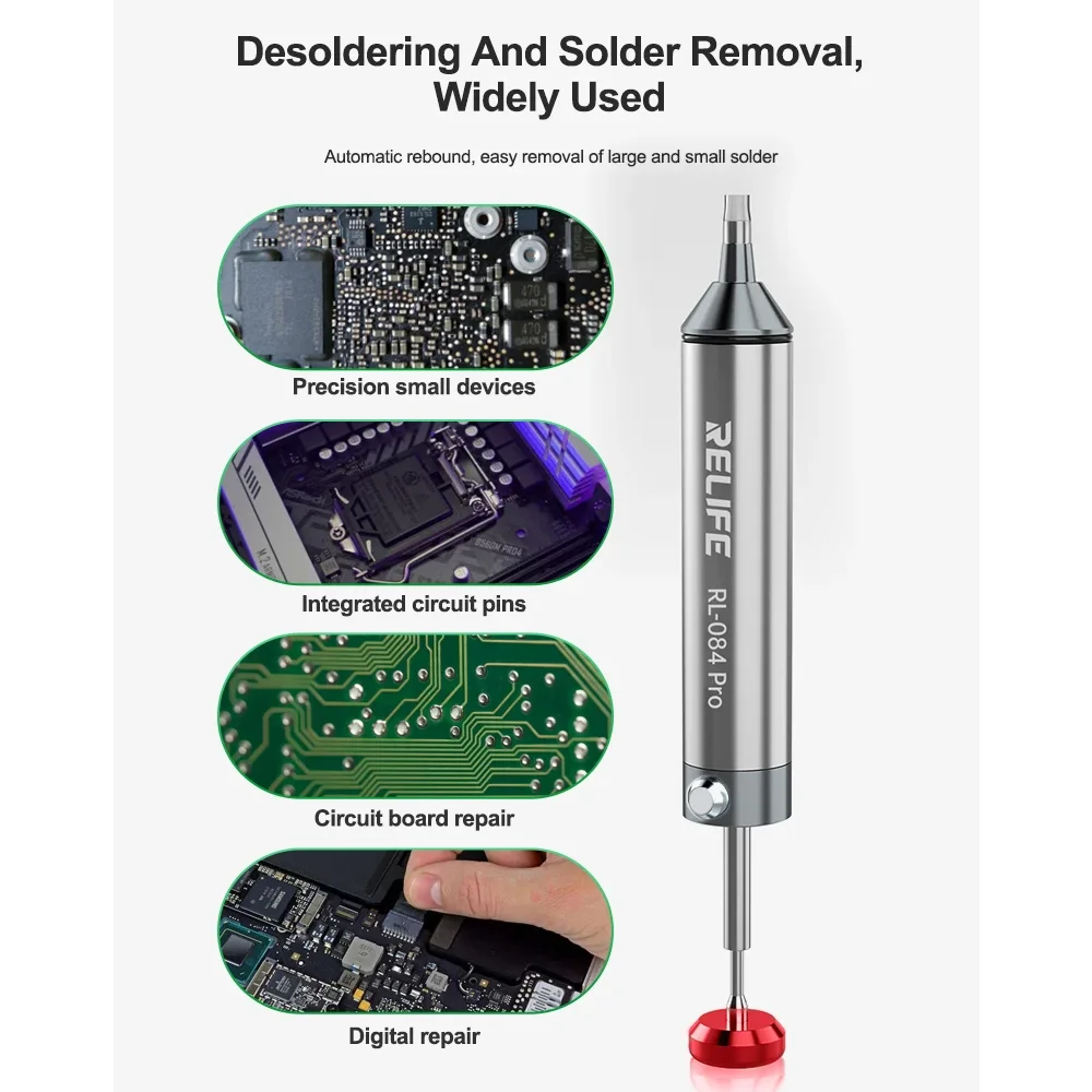 RELIFE RL-084 Pro Aluminum Desoldering Pump – Strong Suction For PCB Solder Removal 2 thumbnail image
