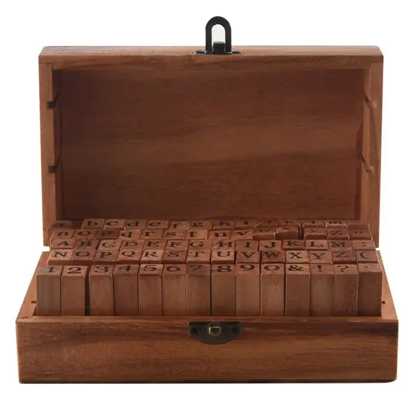 

Блокнот для штампов Craft со скидкой, упаковка из 70 шт., набор резиновых штампов, винтажная деревянная коробка, футляр с буквами алфавита, цифры, ремесло (без чернильной подушечки Inclu