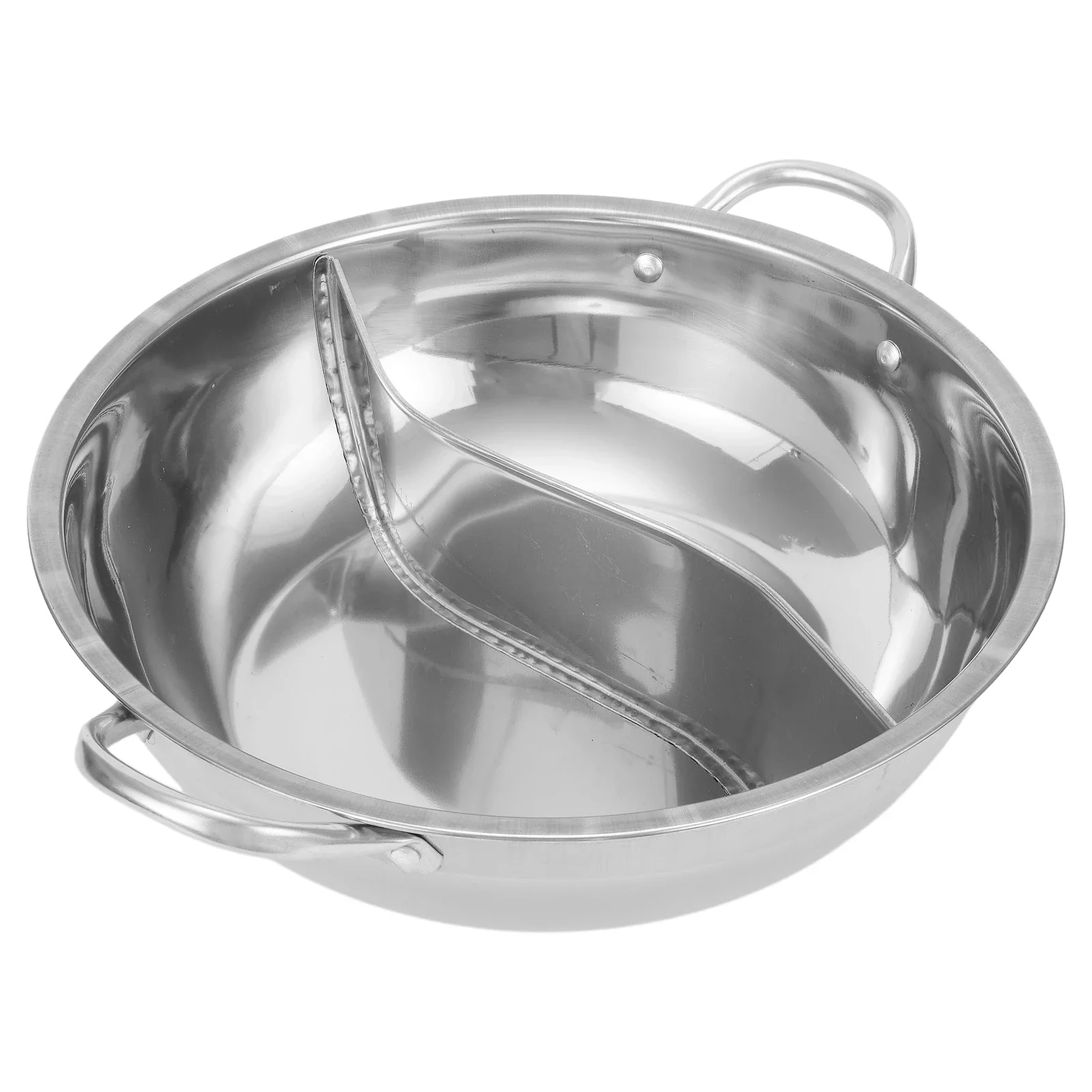 

Practical High Quality Material Hot Pot Twin Divided Soup Compatible Pot Cooking Cookware Dish Plate Double Gas Stove
