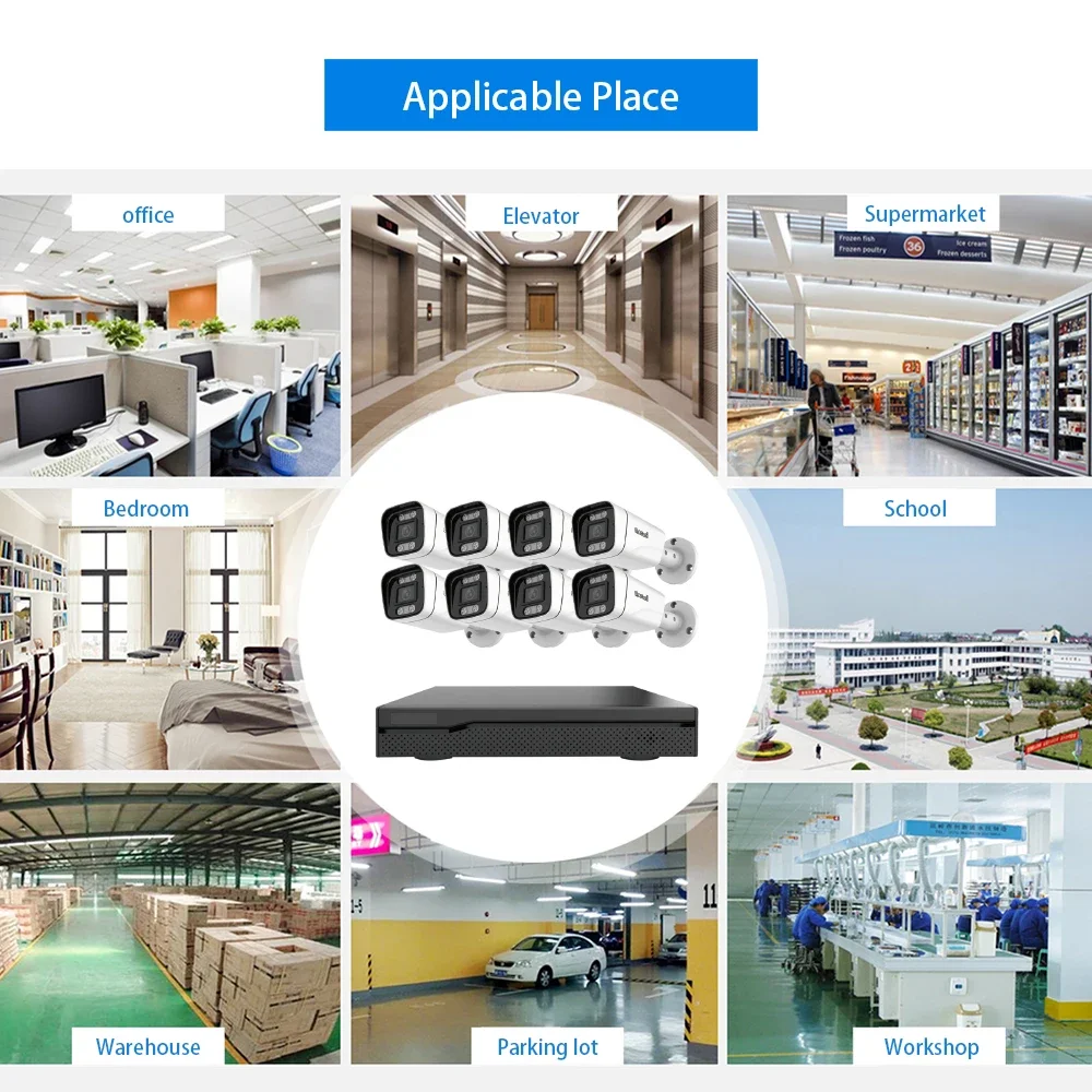 JideTech 5MP ビデオセキュリティカメラシステム 防水バレットカメラ 屋内屋外 CCTV監視カメラシステム 双方向音声