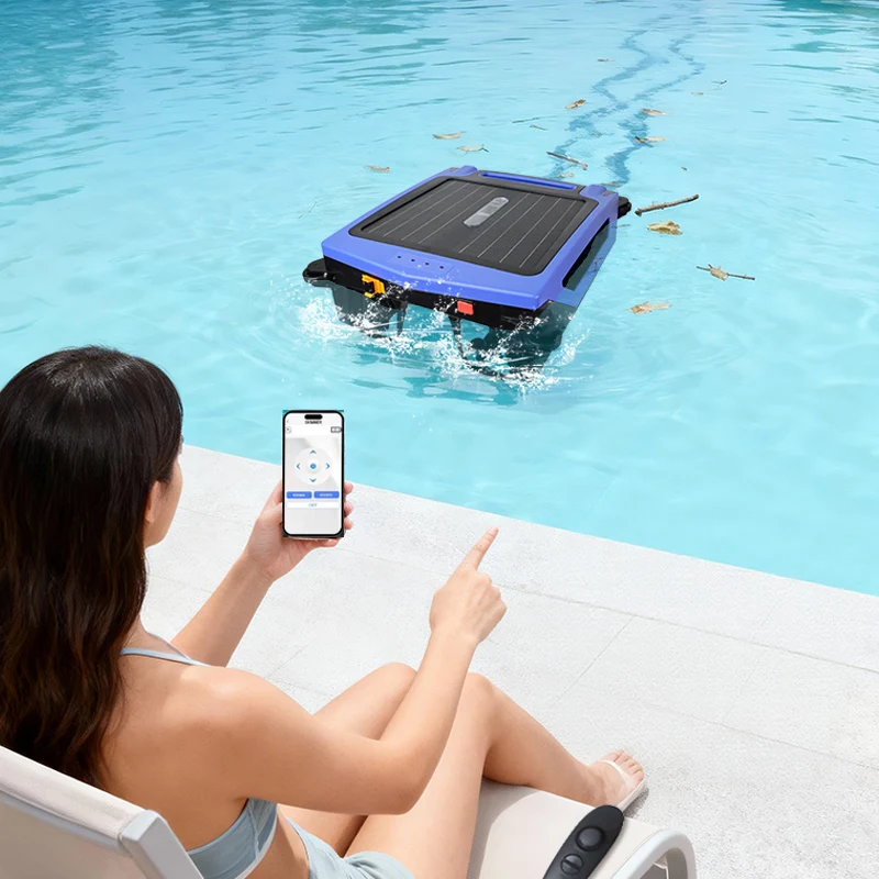 Solar Powered Automatic Robotic  Swimming Pool Surface Cleaner Outdoor Pool Skimmer Vacuum Cleaner High Efficiency