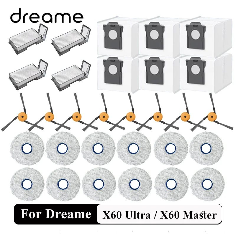 Dreame X60 Ultra / X60 Master / X60 Max Ultra Komplette Ersatzteile Seitenbürste Wischpad Staubbeutel Filter Zubehör