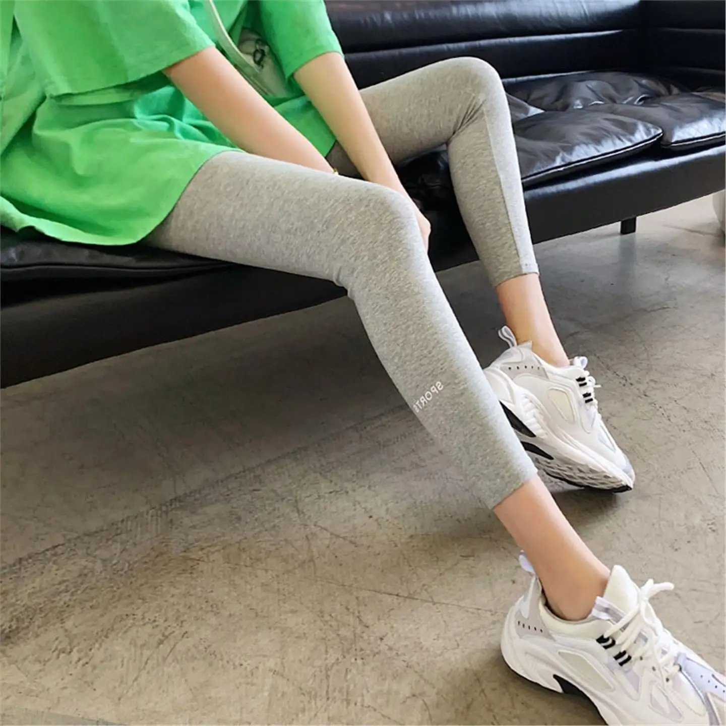 ey Pantaloni da yoga a vita alta da donna in cotone sottile elasticizzato vestibilità attillata in puro cotone Bot a nove punti strato base estivo Tro...