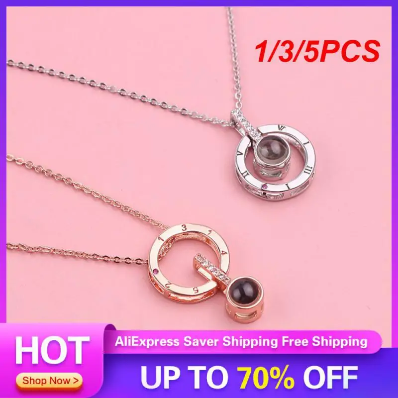 1/3/5PCS 100 Languages Sincere Expression Elegant Fashion Memory Necklace Heart Pendant Valentine's Necklace