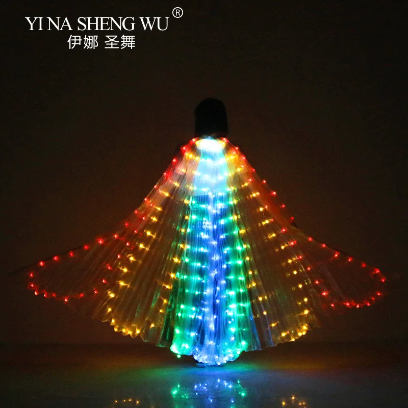Butterfly Colorful Belly Dance Performance Costume LED Wings Dance Accessories Girls LED Wings LED Butterfly Wings NO STICKS