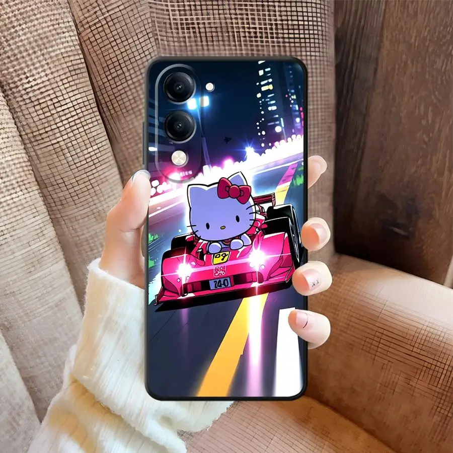 سباق السيارات مرحبا كيتي الحال بالنسبة ل Vivo Y27 Y30 Y33S Y35 Y19 Y31 Y36 Y20 Y21 Y02 Y11 Y22 Y12 Y15S Y16 Y17 لينة الغطاء الخلفي للهاتف