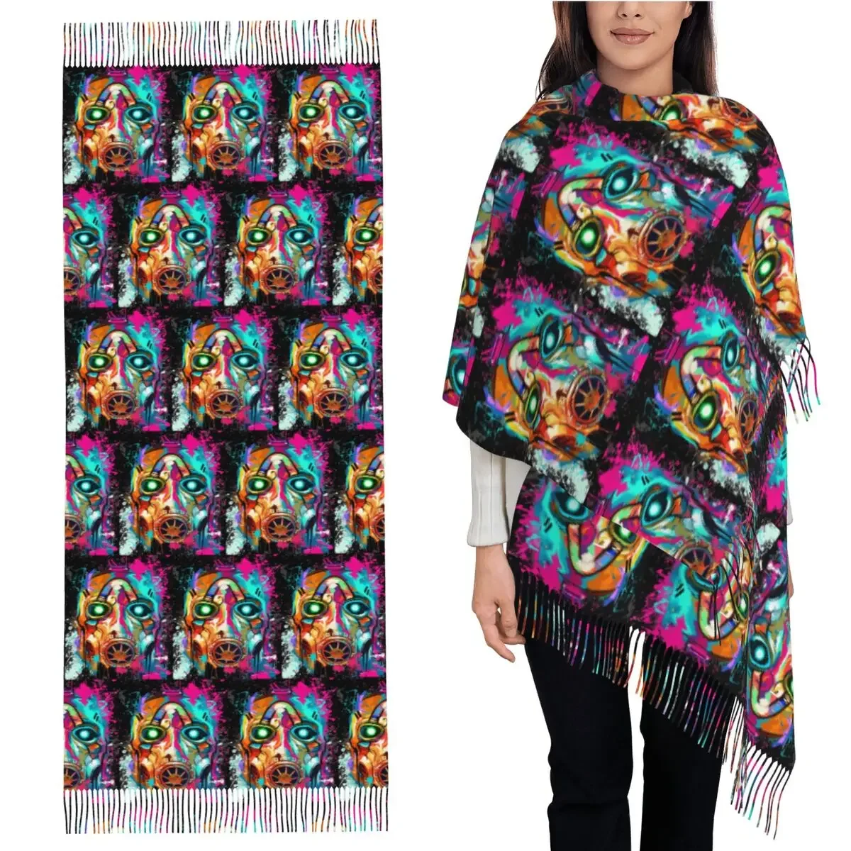 

B-Borderlands Стрельба Игровой шарф Шарфы с кисточками для женщин Мягкие теплые шали и накидки Длинная осенне-зимняя шаль