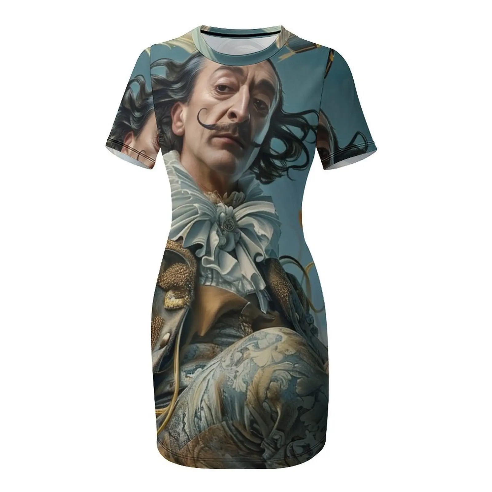 Salvador dali impressão em tela camiseta com capuz o pincel dourado surrealismo arte vestido de manga curta vestido estilo coreano