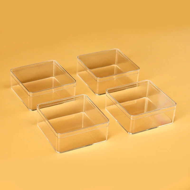 5pcs Square Transparent Plastic Box Case with Lid 8.5*8.5*3.5cm DIY Jewelry Making Findings Storage Organize Packaging Wholesale