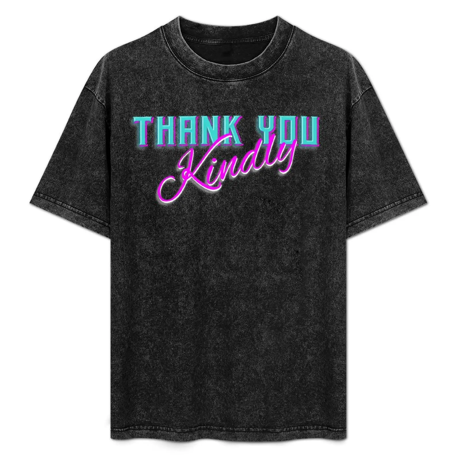 Modern 3d Lettering Thank You Kindly Script on Turquoise and Magenta on Soft Pink T-Shirt new edition t shirt men 100℅ cotton