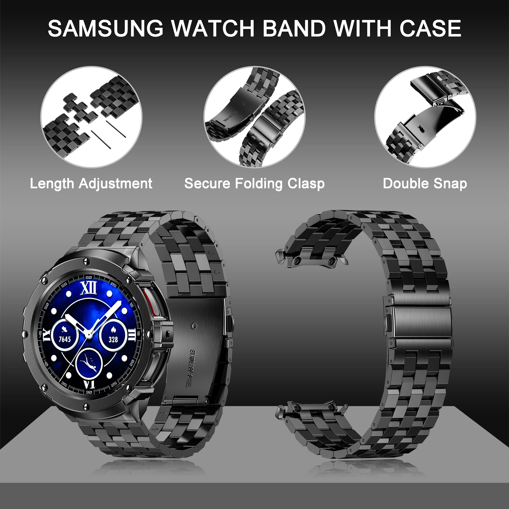 Ремешок из нержавеющей стали для Samsung Galaxy Watch 5 Pro 5 Pro 45 мм