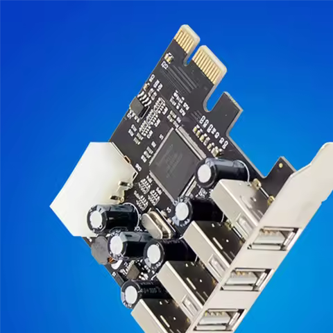 SuperDeals PCI-E to 4 Ports USB 2.0 Converter Card PCIE USB2.0 Adapter Card MCS9990 Chipset Allows Hot-Swapping USB Riser Card