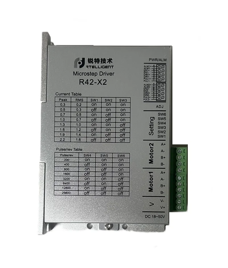 

PUL&DIR R42X2 2-фазный 2-осевой шаговый драйвер управления двумя шаговыми двигателями Nema17 для шагового драйвера