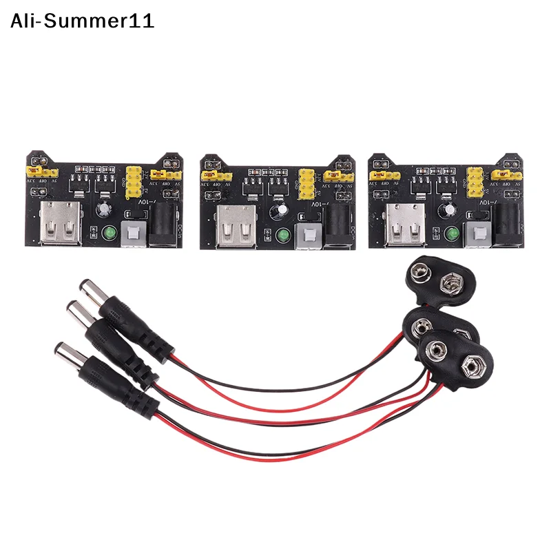 【NpA】3Pc/1Pc 3.3V 5V MB102 Solderless Breadboard Power Supply Module 9V Battery Clip Power Cable 2.1x 5.5mm Male DC Jack Plug