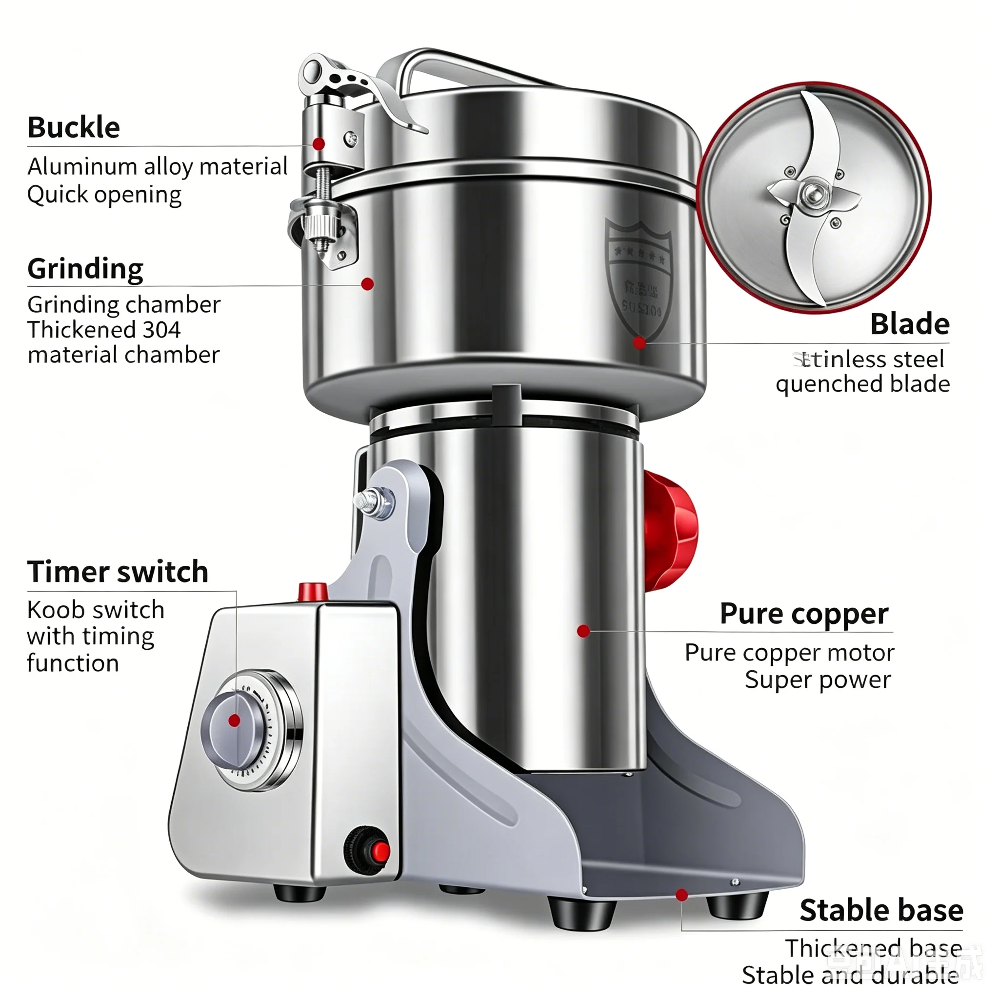 Mini Household Electric Pulverizer Superfine Grinding Machine Commercial Cereal Chinese Herbal Medicine Spice Powder Making Mach