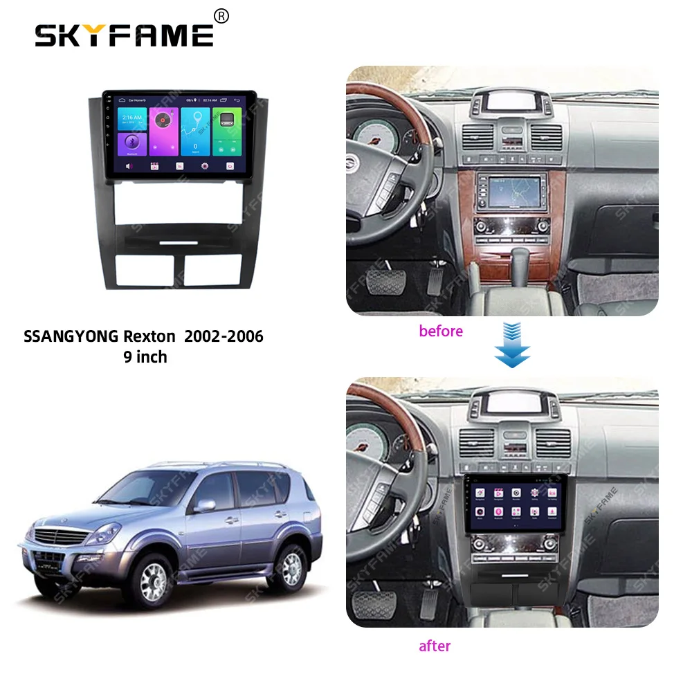 Skyfame إطار السيارة فآسيا محول أندرويد راديو داش تركيب لوحة عدة لسانج يونج ريكستون موسو