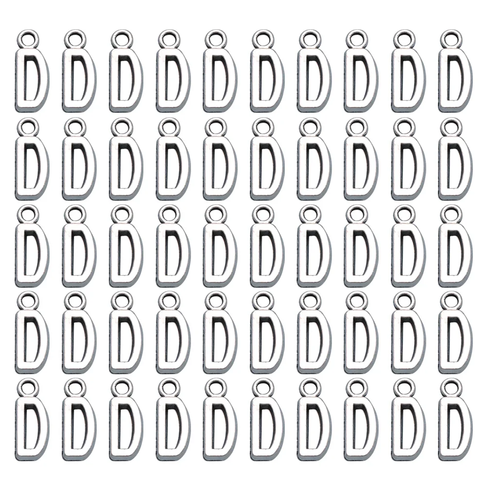 

50pcs Alloy Letter Pendants Charm Necklace Making DIY Silver Earrings Small Jewelry Accessories Craft Project