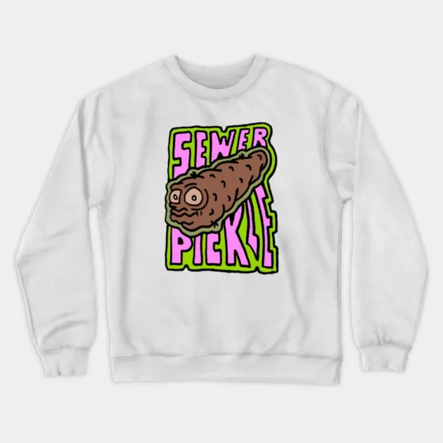 

Осенне-зимний стиль, причудливый — толстовка с юмором, графика «SEWER PICKLE» для модного и тютического образа