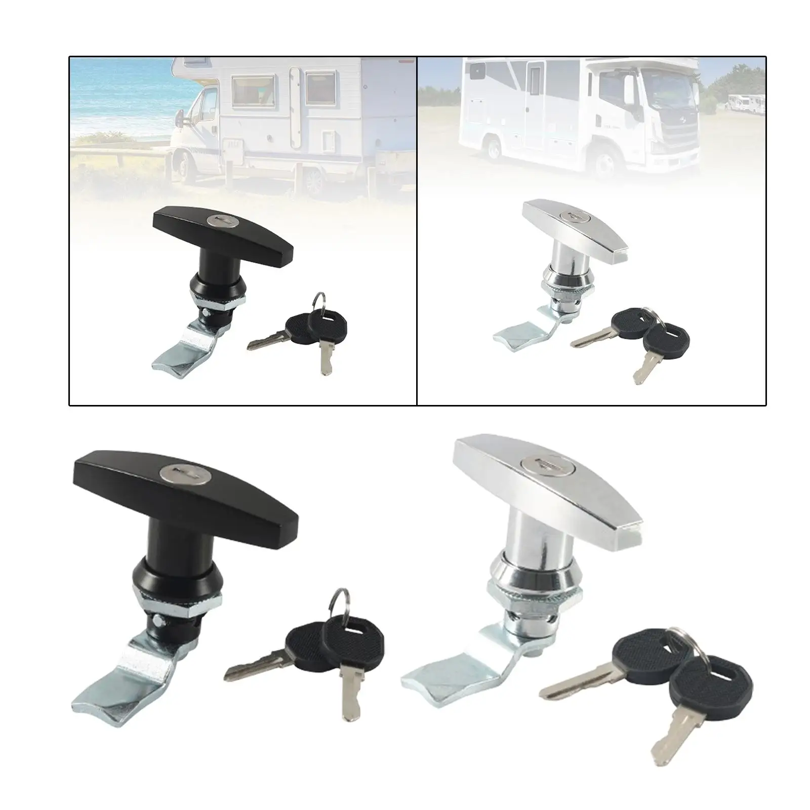 Shed Door Latch Motorhome Entrance Hardware Locking T Handle Lock with Keys