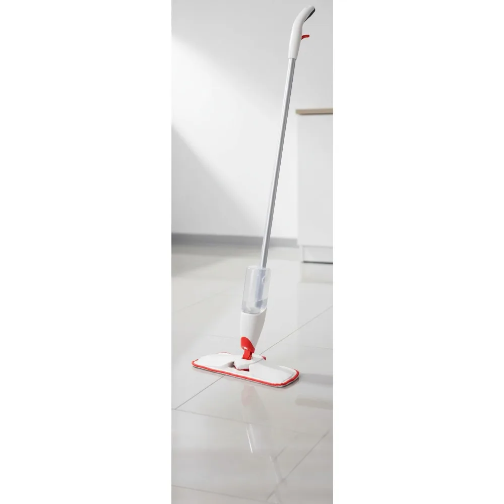 

Smart Microfiber Spray Mop with Slide-Out Scrubber for Easy Floor Cleaning - Red/White