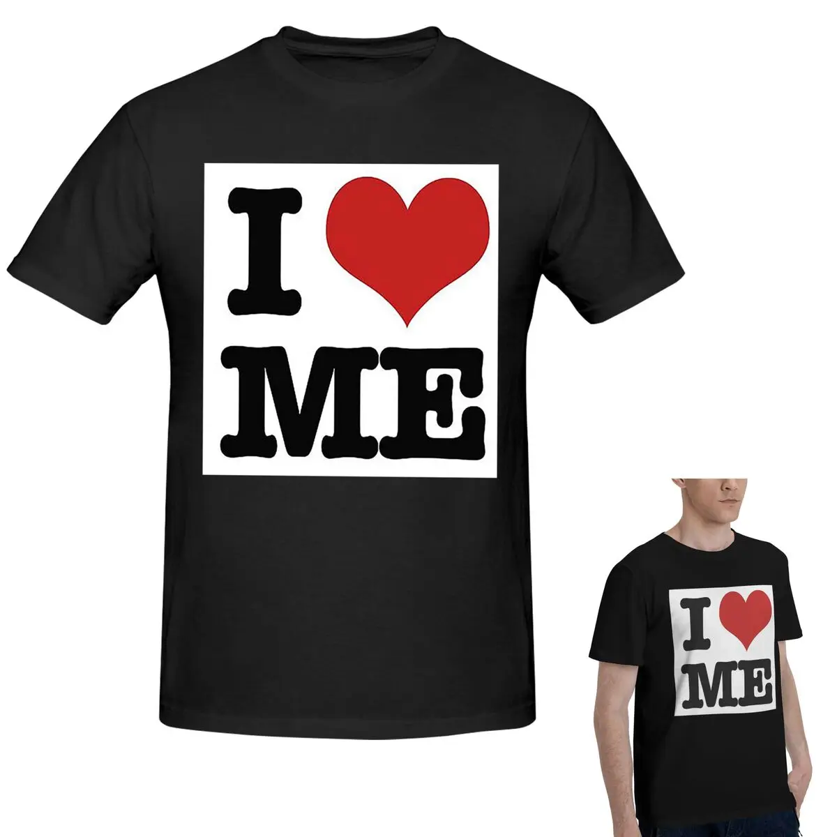 

Футболка из 100% хлопка «Я люблю меня», мужская модная футболка большого размера, мужские летние рубашки с круглым вырезом, топы, S-6XL