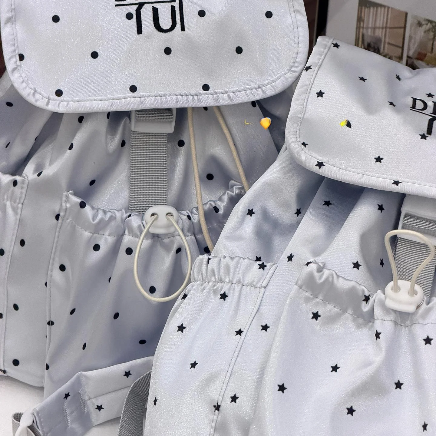 Daily Commute Polka Dot Star Korean Style Small Bookbag Women's Drawstring Simple Match Double Shoulder Bag Fashionable All-M...