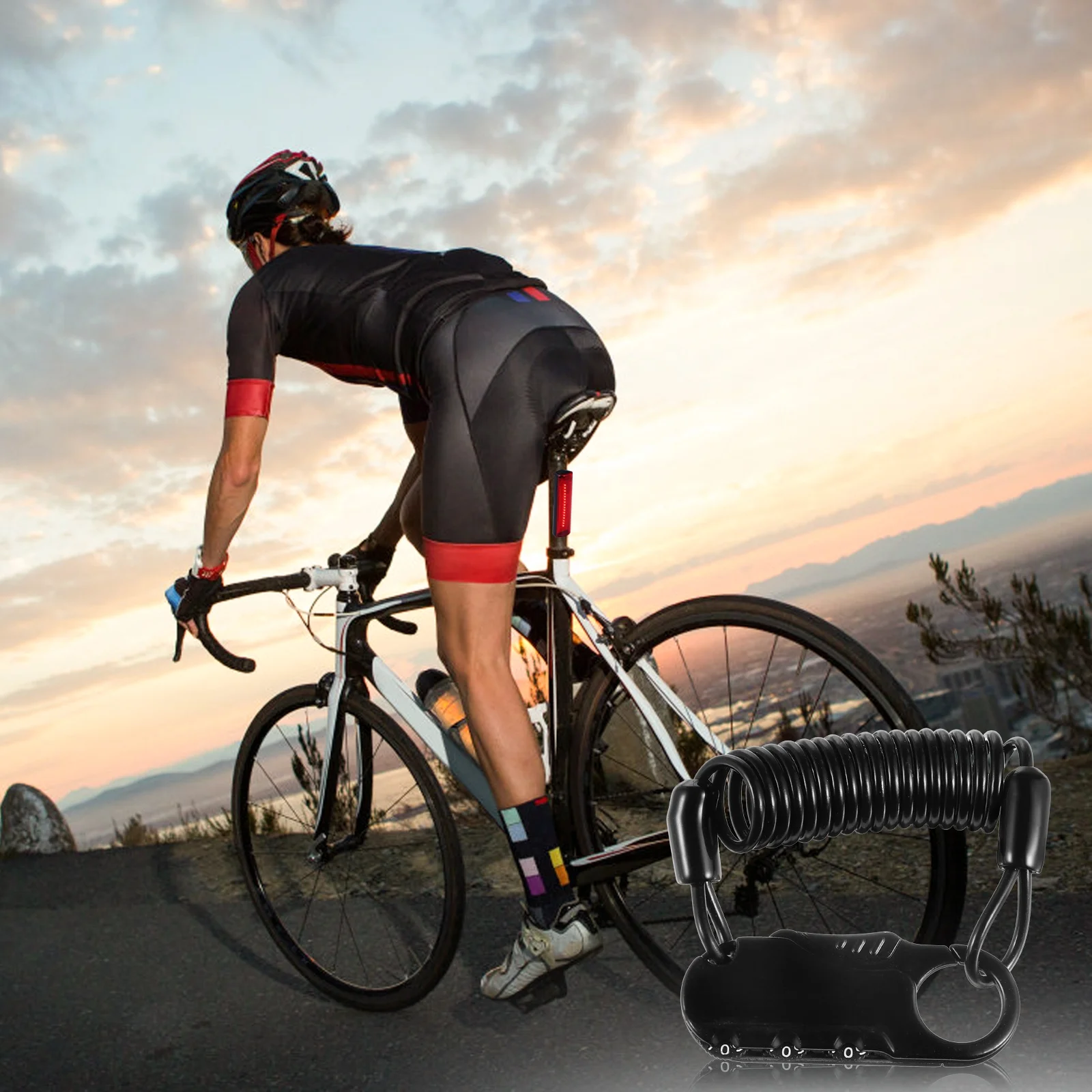 

For Motorcycle 3 Digit Combination Cable Zinc Alloy Bike Lock Portable Universal Security Chain - Brake Disc Lock