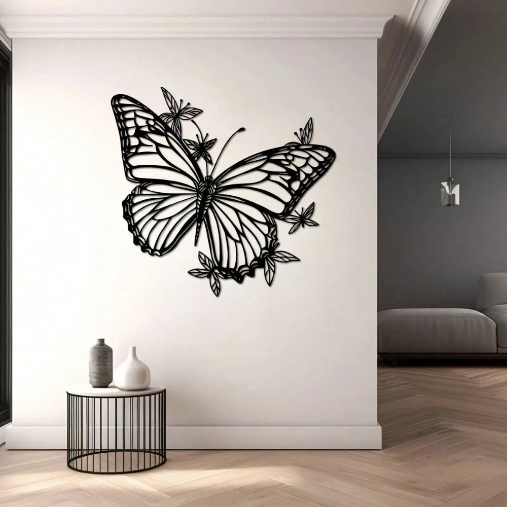Robustes, lichtechtes Schmetterlingsdekor – Wandbehang aus Art-Deco-Metall mit hochwertigen Materialien