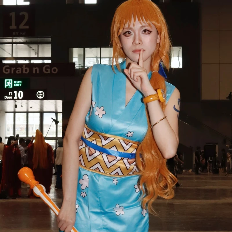 Anime ONE PIECE Film: Red Nami Pajamas Cosplay Costume Wig Kimono Girls Daily Dress Halloween Party Stage Performance Role Play