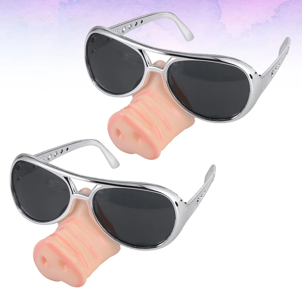 

2 Pcs Accessories Child Black Glasses Costume Eyeglasses Sunglasses Pig Nose Party