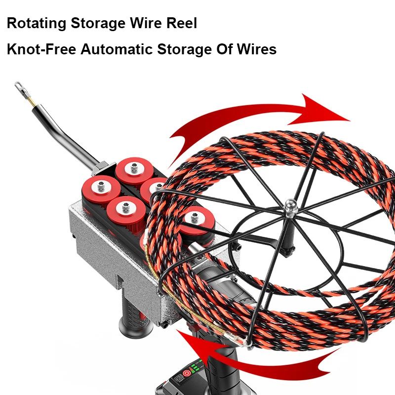 40M/Min Electrician Threading Machine 21V Brushless Wall Wiring Machine Electrical Wire Puller Pipe Threader Through Wall Tool