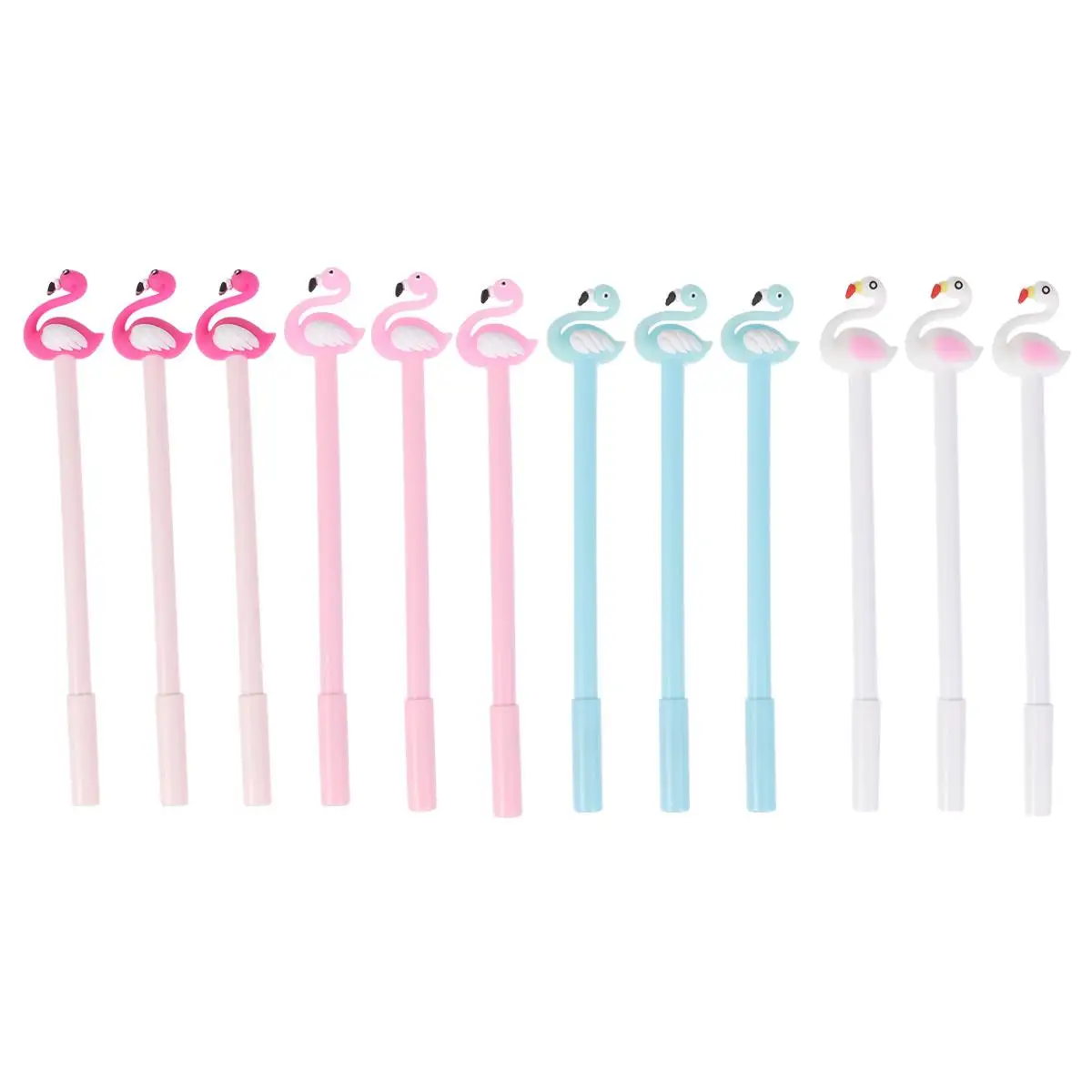 

12 Pcs Flamingo Gel Pen Neutral Smooth Black Ink Student Stationery Kids Cartoon School Office Supplies Home Learning Gifts