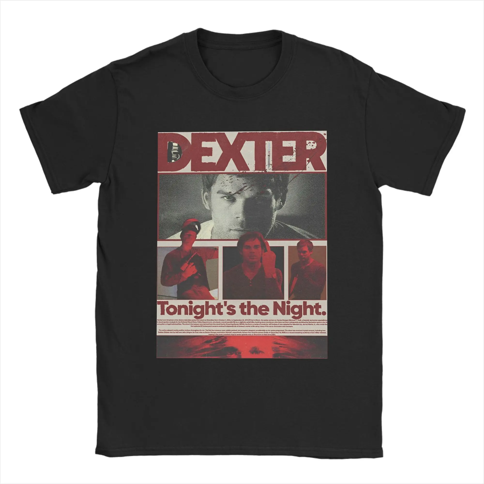 Dexter Morgan Blood Tonight's the Night T-Shirts Men TV Series Funny Cotton Tees O Neck Short Sleeve T Shirts 4XL 5XL Clothes