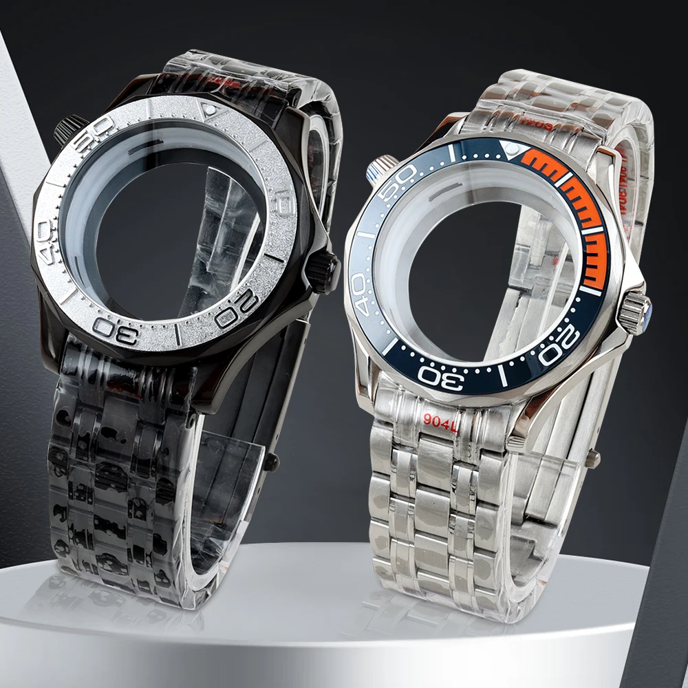 

Black/Silver 41mm NH35 Case 20mm 316L Stainless Steel Strap Waterproof Watch Case for Seamaster NH35 NH36 Movement 31mm Dial