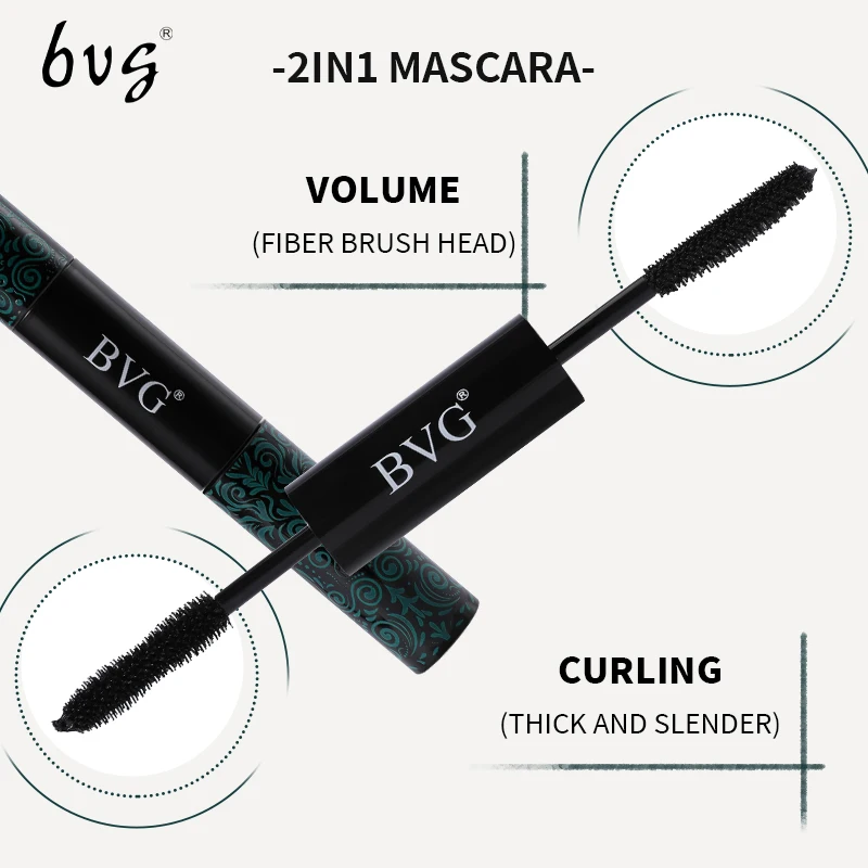 Double-ended mascara with ultra-fine brush head, full of curling, waterproof, anti-fouling, no makeup, curling eyelash makeup to