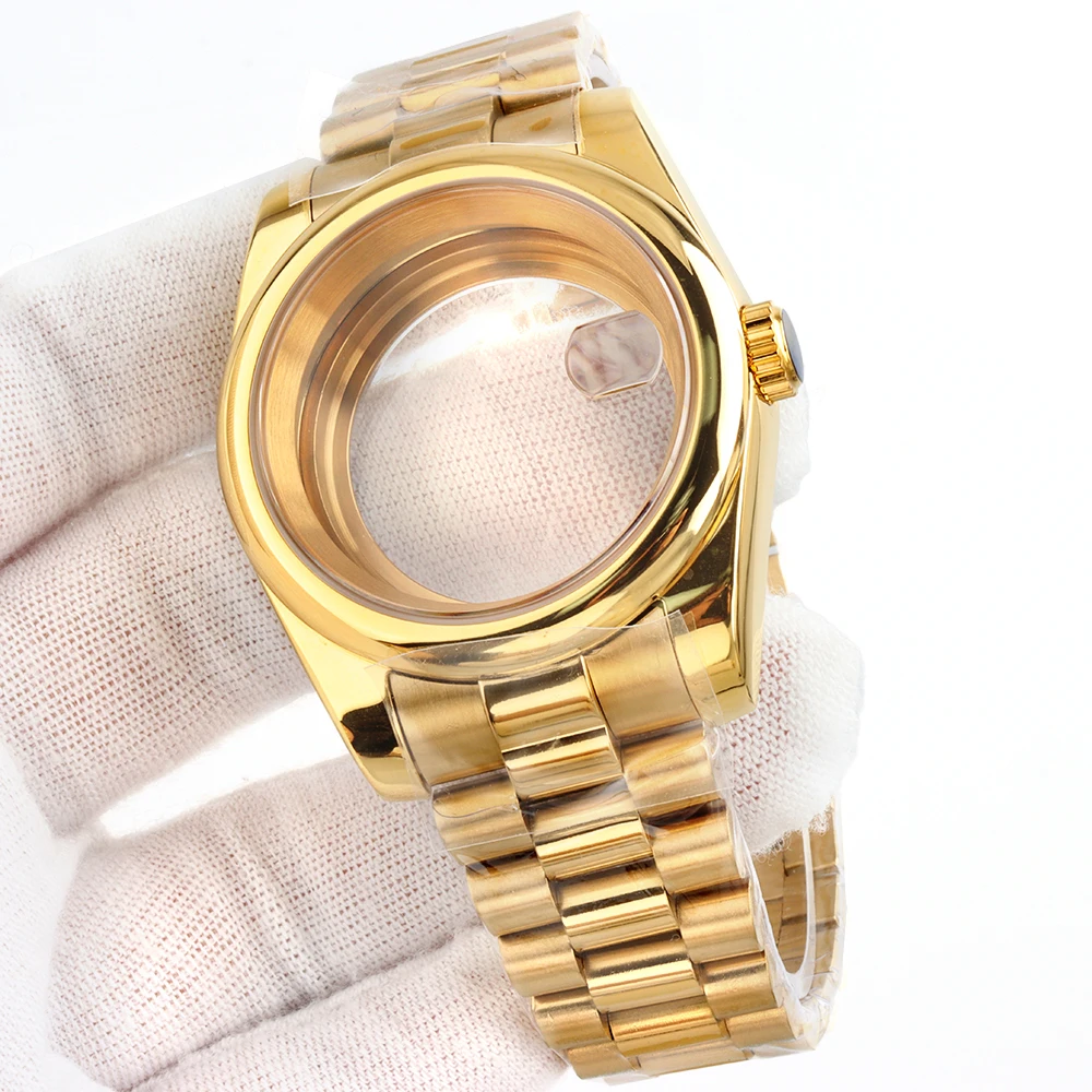 

NH35 Stainless Steel 36mm 39mm Round Edge Watch Case Presidential Bracelet Fit NH35 NH36 Movement 28.5mm Dial Sapphire g