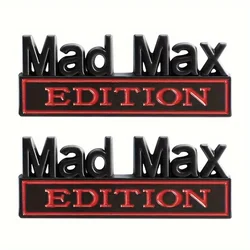 2PCS Mad Max Edition Emblem Sticker Badge Fender Funny Decals Car Truck Replacement Door for Universal Vehicle SUV Motorcycle
