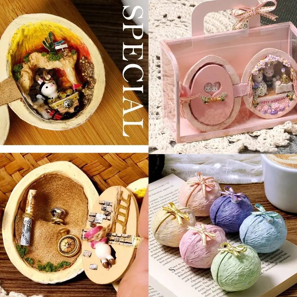 DIY Cabin Model Micro Walnut World Miniatuur Dollhouse Kit Nut Secret 3D Houten Miniaturas Dollhouse Handgemaakt