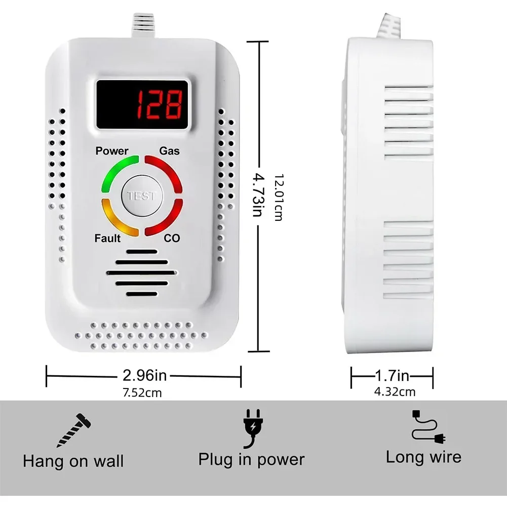 Natural Gas Detector And Carbon Monoxide CO Detector, Combustible Gas Leak Detector Monitor For Co, Lpg, Methane In Kitchen
