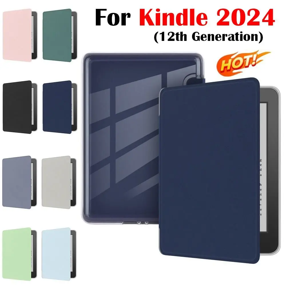 For Kindle Basic 2024 (12th Generation) Smart Case Folio Cover Leather 6 inch e-Reader Protective Shell C2V2L3 Auto Sleep/Wake