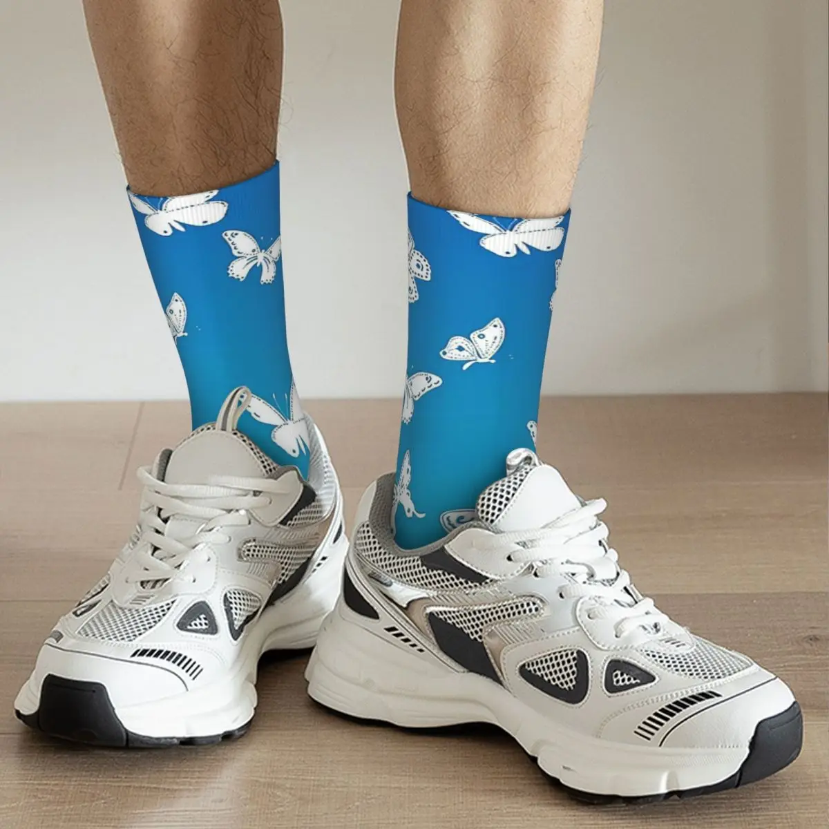 Blau Moody Schmetterling Erwachsene Socken, Unisex socken, männer Socken frauen Socken